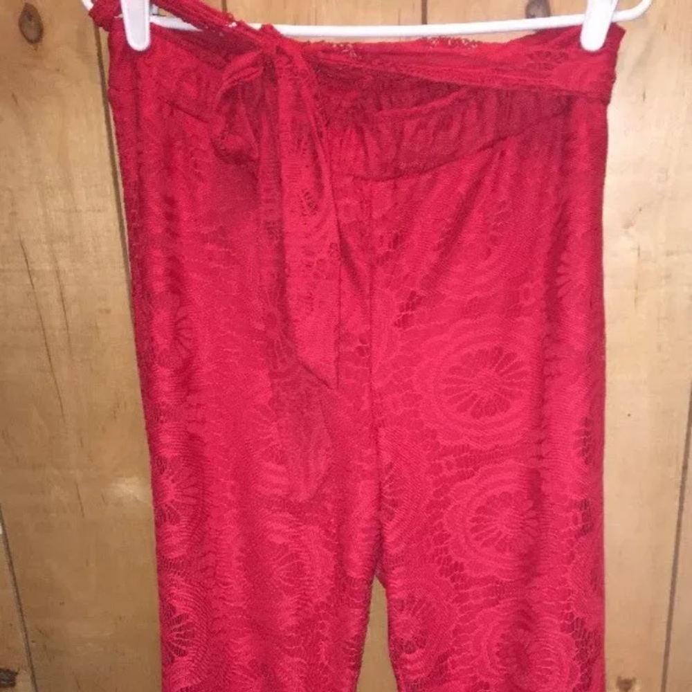Pink Coconut Red Lace Boutique Palazzo Pants XL